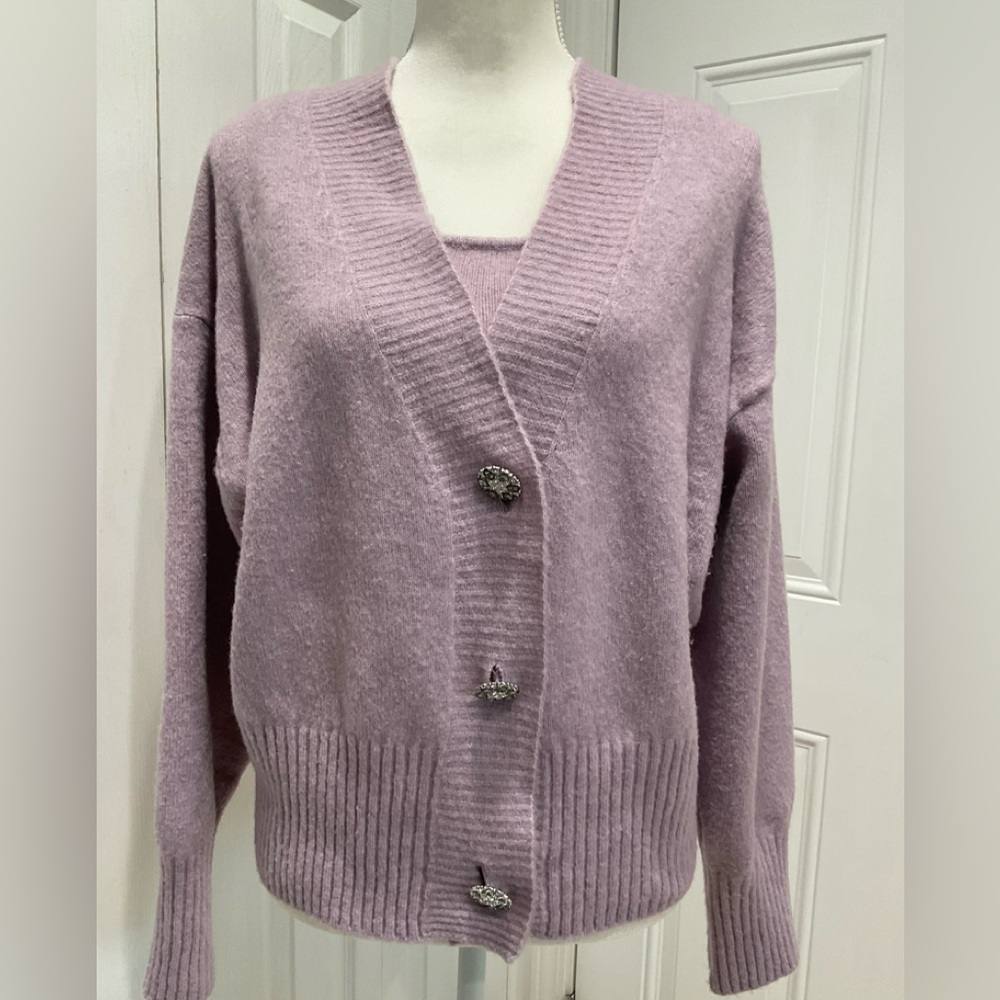 🍏H&M Women’s Polyester/Acrylic/Wool/Elastane Blend 2 Piece Cardigan, M